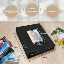 Album de Fotos Creativo, lbum con Cubierta de Lino, lbum de Pginas para Cumpleaos, Capacidad para 200 Fotos de 11x15, Regalo de Aniversario para parejas, bodas, familiaNegro - Nergo - Ver 3