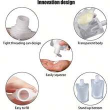 Pungi de ambalare portabile pentru articole de călătorie, șampon, lichid, pungi de extrudare pentru loțiune, cosmeticele pot fi umplute cu pungi de călătorie cu gură plată, articole de călătorie necesare, design portabil poate fi reutilizat, pungi de extrudare compacte, design sigilat, materiale, călătorie, vacanța înapoi la școală poate fi