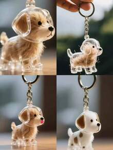 1pc Transparent Cute Dog Head Hair Storage Hanging Decor, Pet Hair Collection Box Golden Retriever Schnauzer Hair Keychain Memorial Collection Bag Keyring Pendant, Suitable For Halloween, Christmas Gifts