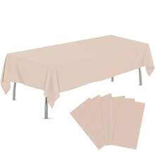 Ivory 6 Pack Plastic Table Cloth 54\ X 108\, Disposable Tablecloths Rectangle Table Cover, Plastic Tablecloths For Parties,Rectangle,Ivory - 象牙 - 查看 1