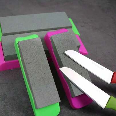 1pc Small Household Kitchen Knife Sharpener, High Hardness Sharpening Stone, Suitable For Cutting Kitchen Knives, Capable Of Fine And Coarse Grinding, Practical Non-Slip Base, Multi-Functional Rapid Knife Sharpener