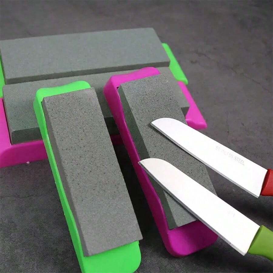 1pc Small Household Kitchen Knife Sharpener, High Hardness Sharpening Stone, Suitable For Cutting Kitchen Knives, Capable Of Fine And Coarse Grinding, Practical Non-Slip Base, Multi-Functional Rapid Knife Sharpener - Multicolor - View 1