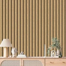 Adhesive Wallpaper With Ribbed Wood Pattern, Light Oak, Medium Ribbed Design - Multicolored 22 - View 3