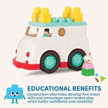 Battat Rescue Truck 8 Pieces Construction Set 2 Figures And 5 Blocks Build On Vehicle 12+ Months Locbloc® AmbulanceNot Only Can It Bring Enjoyment, But It Also Has Educational Value. - Multicolor - View 5