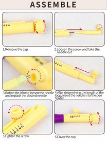1 Set DIY Punch Needle Kit, Includes 1 Fixed Length Punch Needle, 1 Replaceable Punch Needle, And 1 Random Color Scissors With Cover