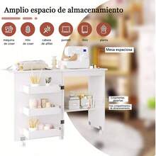 Mesa De Coser Plegable Multiusos Para Artesanías Y Computado - Blanco - Ver 8