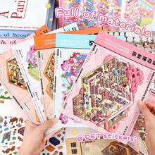 27pcs Scenery Sticker Book, DIY House Stickers, Includes 15 Material Sheets, 12 Scenes, Metal Tweezers, 3D Miniature House Stickers, Landscape Stickers, Scenery Stickers, Manual Stickers, Hand Categorized Small House Stickers, Reusable, Multiple Sizes Available - Multicolor - View 5