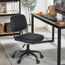 ARREDAMENTI Silla Oficina en CasaSilla Trabajo Giratoria Cuero PU con Respaldo Bajo y sin Brazos Silla Escritorio con Ruedas Ajustable en Altura para Niños Adolescentes y Adultos Negro - Multicolor - Ver 2