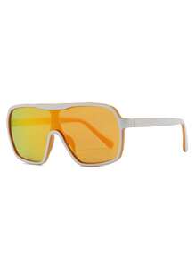 1pc Women's Plastic One-Piece Large Frame Classic Retro Elegant Minimalist Casual Daily Versatile Hip-Hop European And American Influencer INS Fashion Fashion Glasses, Suitable For Street Photography - Multicolor - View 7