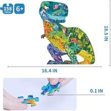 TOI Rompecabezas de piso de dinosaurio para niños de 6 a 8 años, rompecabezas de 158 piezas en forma de animal, rompecabezas de dinosaurio preescolar para niños y niñas juguete educativo - Dinosaurio - Ver 3