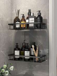 No Drill Bathroom Storage Rack, Wall-Mounted Bathroom Organizer Shelf, Suitable For Bathroom, Vanity, Toilet, Wall-Mounted Bathroom Shower Caddy, Bathroom Vanity Organizer, Wall-Mounted Adhesive Shower Caddy, Can Hold Shower Gel, Shampoo, Soap, Home Bathroom Decor, Bathroom Shelf, Autumn Decor, Back To School Bathroom - Multicolor - View 7