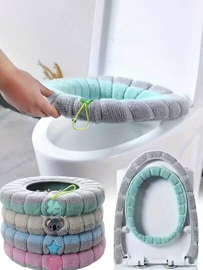 1/2/5 piezas Tapas de asiento de inodoro engrosadas, suaves y cómodas, elásticas, fáciles de instalar, con diseño creativo de calabaza, tapas de asiento de inodoro universales, gruesas y lavables, decoración de baño, decoración de invierno