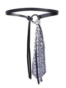 1 件男女通用复古朋克嘻哈腰带 - 红色和黑色拼色搭配白色花卉图案，可调节带扣，适合搭配裤子、连衣裙和休闲装 - 男女时尚腰带 - 彩色 - 查看 13