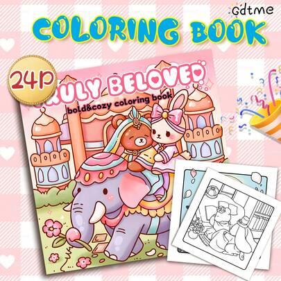 Love Testimony: Cute And Sweet Little Rabbits, Interesting And Warm, Romantic And Dreamy, Comfortable Space Coloring, 24 Thick Sheets, A Great Wedding Souvenir Gift, Gift For A Lover, Gift For Women, Back-To-School Season Gift, Stationery.