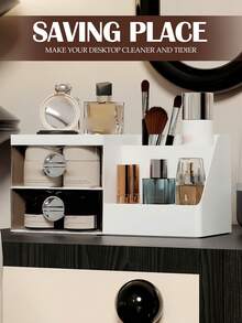 Makeup Organizer With Brush Holder And Drawers, Cosmetic Storage For Vanity, Countertop Storage Organizer Makeup Brushes Storage, Skin Care Storage, Bathroom & Bedroom Organization And Storage, White Bathroom Organizer, Bathroom Stuff, Bathroom Counter Organizer, Desk Organizers And Accessories, Bathroom Accessories, Perfume Organizer, Nail Polish Organizer, Vanity Organizer, Lipstick Organizer, Perfume Stand, Make Up Case, Makeup Holder, Make Up Organizers For Vanity, Valentines Gift - 白色 - 查看 6