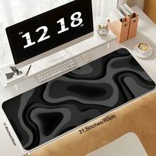 1 tấm lót bàn chơi game cỡ lớn kiêm tấm lót chuột - Thiết kế xoáy đen xám, bề mặt chống trượt, diện tích phủ bàn phím rộng, chất liệu sợi bền chắc với đế cao su, thảm lót bàn máy tính/văn phòng/gia đình cho PC, Laptop, dàn máy chơi game (Họa tiết vân đá cẩm thạch, hình chữ nhật) - Lý tưởng cho không gian làm việc, họa tiết xoáy đen xám thời trang. - Nhiều màu - Xem 9