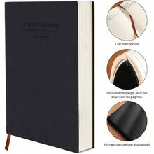 Libreta Hojas Blancas A5 Sketchbook, Cuaderno engrosado 180Hojas/ 360 Pginas, Cuaderno de Notas De 80 GSM, Diario Journal Notebook, Diario para Mujeres y Hombres NegroEn blanco - black(párrafo horizontal) - Ver 2
