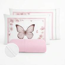 400 Thread Count Sheet Set With Hemstitch Edges, 3 Pieces, For Single, Double, Queen, And King Beds - BUTTERFLIES - ROSES - View 6