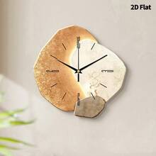 2D平面抽象复古静音挂钟，单件装，超静音石英机芯，无滴答声，适合装饰客厅、卧室、办公室，是送给家人、朋友、斋月、情人节和复活节的理想礼物。