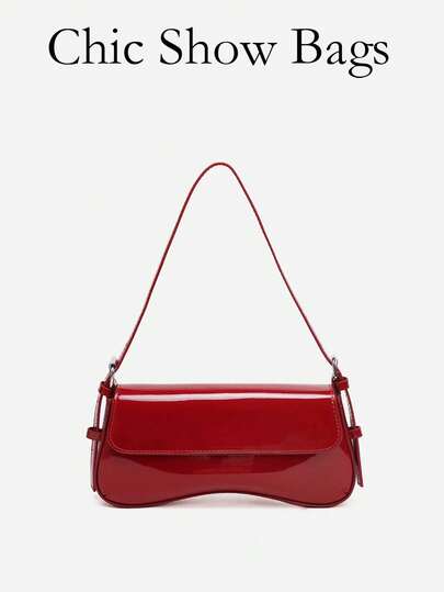 Nuevo bolso cruzado de mujer de estilo español, bolso de hombro plegable, bolso de moda para ir al trabajo, bolso simple a juego, bolso de cuero patentado tipo baguette