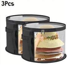1pc Clear PVC Hat Storage Organizer With Zipper Closure, Portable Stackable Round Brim Hat Container With Handle, Transparent Fashion Hat Storage Bucket For Beach Hats, Easy To Use, Gender Reveal Party, The Perfect Gift For Colleagues, Friends, And Family, Back To School - Black and White - View 14