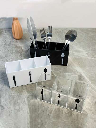 Plastic Cutlery Holder, Knife Fork Spoon Rack, Silverware Storage Box, Acrylic Kitchen Utensil Organizer, Countertop Cutlery Organizer, Indoor Outdoor Party Cutlery Caddy