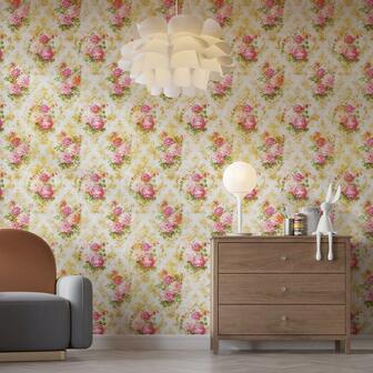 1롤 낭만적인 모란 꽃 껍질과 스틱 벽지, 부드러운 핑크 옐로우 패턴 디테일이 있는 자체 접착식 두꺼운 PVC 방수 홈 데코레이션 벽지, 기숙사 캐비닛 개조 서랍 라이너, DIY 가구 침실 거실 장식 자체 접착식 벽지