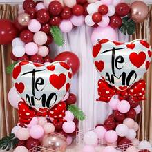 2-Pack Valentine's Day Red Bow Heart Balloons Spanish I Love You Heart Balloons Aluminum Foil Balloons Valentine's Day Party Decoration Proposal Anniversary Scene Decoration - 彩色 - 查看 4