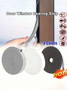 2 Rolls 4M Polyurethane Foam Self-Adhesive Weatherstrip Seal, Soundproof Door & Window Seal, Dust-Proof Windproof Window Seal, Weatherstrip Seal, Window Soundproof Seal - Multicolor - View 5