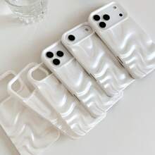 Premium Minimalist Faux Pearl White 3D Wave Pattern Phone Case Compatible With IPhone 17 Pro Max/17 Pro/17 Air/17/16 Pro Max/16/16 Pro/16 Plus/15/15 Pro Max/15 Pro/11/12/13/14 Pro Max/11 Pro/11 Pro Max/12 Pro/12 Pro Max/13 Pro/13 Pro Max/14 Pro/14 Pro Max/16 Pro Max/16/16 Pro/16 Plus/12 Mini/13 Mini/16E, Soft Shell, Minimalist & Creative - Premium Pearl White - View 6