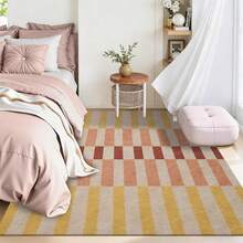 Cashmere-Like Multi-Colored Striped Pattern Printed Large Carpet, Exquisite Carpet, Comfortable And Beautiful, Versatile Decorative Style, Suitable For Living Room Carpets, Sofa Cushions, Door Mats, Bedroom Carpets, Outdoor Carpets, Malls, Cafes And Other Scenarios, Easy To Clean And Machine Washable, Available In Multiple Sizes. - 彩色 - 查看 6