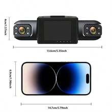 3 Channel 360°Dash Cam Front And Inside Left Right, Dash Camera For Cars, Built-In Night Vision, Sensitive Motion Detection Recording, 150mAh Battery - 3 Camera - View 7