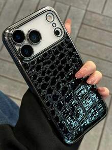 复古奢华动物纹仿皮手机壳，兼容 17 Pro Max、17 Pro、17、17 Air、16 Pro Max、16 Pro、15 Pro、15 Pro Max、14 Pro、13 Pro Max、13 Pro、12 Pro Max、16、15、14、13、12、11，电镀工艺，摄像头保护，防震保护套 - 黑色 - 查看 2