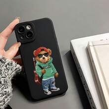 Caso de teléfono suave de ojos de ángel con patrón de oso guitarra impresión UV mate cubierta de teléfono de 360 grados protección completa para iPhone 11 12 13 14 15 17 Pro Max 16 Plus SE Mini para teléfono inteligente - Negro - Ver 1