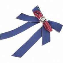 GALPADA Pajarita Cinta De Diamantes De Imitacin Broche De Diamantes De Imitacin Cinta para Arcos Corbata De Diamantes De Imitacin Lazos para El Cabello Las Mujeres Broche De Arco - 17X13.5X1.5CM + azul - Ver 1