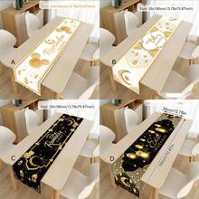 1pc/4pcs Ramadan Eid Mubarak Table Decoration Tablecloth,For Eid Mubarak Ramadan Kareem Party DIY Home Table Decoration Supplies
