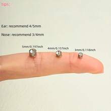 1对不锈钢耳夹假耳钉，男女通用，4/5/6/7mm鼻夹黑色假鼻钉，男女通用，无需穿孔的鼻环饰品，耳骨耳廓耳钉 - Fake Nose Stud - 查看 3