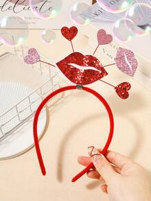 1pc Women's Heart, Lip, Angel Wing Headband, 3D Hair Hoop, Suitable For Daily Wear, Hair Band, For Valentine's Day Accessories Gift - Multicolor - View 8