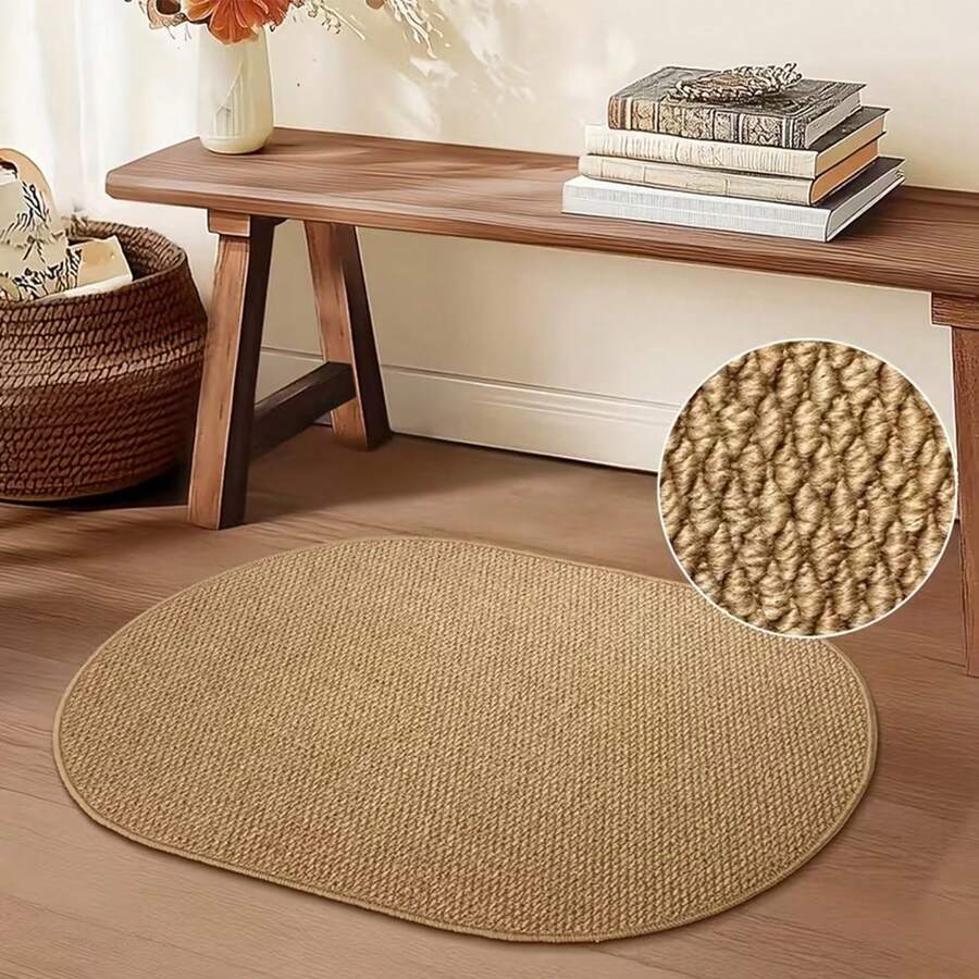 这款现代椭圆形地毯采用复古棕色菠萝图案，完美契合简约风格的家居装饰。这款地毯风格独特，适合北欧地面铺设，可用于阳台、露台、门口、花园和入口处。它是春季新品。