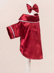 Pet Pajamas For Dogs & Cats - Soft Snap-Closure Robe & Easy-Wear Bodysuit, Light Beige Striped Pattern, Skin-Friendly Breathable Fabric, Comfortable Nightwear For Small Medium Large Breeds, Machine Washable - Đỏ - Xem 5