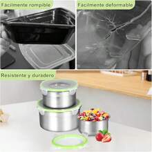 YQQ Contenedores para Alimentos Juego de Recipientes Hermeticos con Tapas Cierre Fácil Lonchera Fiambreras de Acero Inoxidable para Cocina Microondas Refrigerador Congelador Verde5735 - verde - Ver 6