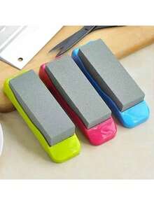 1pc Small Household Kitchen Knife Sharpener, High Hardness Sharpening Stone, Suitable For Cutting Kitchen Knives, Capable Of Fine And Coarse Grinding, Practical Non-Slip Base, Multi-Functional Rapid Knife Sharpener - Multicolor - View 3