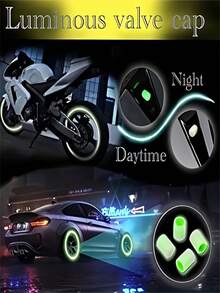 8-Piece Split-Type Neon Glow-In-The-Dark Motorcycle/Car/Tire Valve Stem Caps - ABS Hexagonal Valve Stems With Luminous Tips, Multi-Color (Green, Blue, Pink, Red, White, Yellow) For Night Riding Safety And Bicycle/Car Accessories - Compatible With Motorcycles, Cars, Bicycles, ATVs, Scooters - Easy Installation, Secure Fit, Car Accessories - Multicolor - View 4