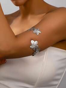 1 件优雅时尚的金属花卉臂袖手链，适合女士，适合日常佩戴和度假