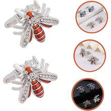 Gemelos Abeja Diamante gemelos de gata corbatas para hombre corbatas aqua para hombres reloj de hombre anillos hombre camisas gemelos trajes gemelos rojo - 2 x 1,5 cm x 3 unidades - Ver 2