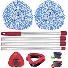 Spin Mop Replace, Base, Mop Handle OCedar EasyWring 1 System, Include 2 Microfiber Mop, 1 Sturdy Iron 30 - 58 Inch Mop Handle, 1 Scrubber, 1 Spin Base - 藍色(雙罐系統) - 查看 8