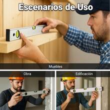 Nivel magnético de aleación de aluminio de 600 mm, medición de precisión triangular/vertical/horizontal - Blanco - Ver 6