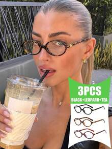 Black Frame + Leopard Print Frame + Translucent Tea-colored Frame