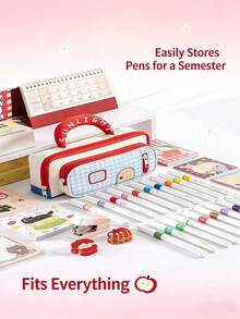 1pc High-Quality, Stylish, Vibrant & Cute House-Shaped Handheld Pencil Case. New Design Pencil Bag With Large Capacity, Suitable For Back To School Season,Stationery - Multicolor - View 11