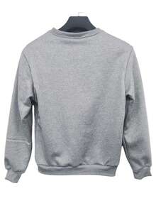 男士保暖套头卫衣，休闲运动圆领卫衣，户外跑步健身训练长袖连帽衫，秋冬季 - 淺灰色 - 查看 2